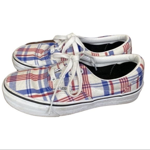 Vans Era True Plaid Red, White, Blue Sneakers Size 5 - Picture 4 of 8